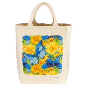 Large canvas tote with butterflies design by dte from hem and tassel