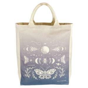 Large canvas tote with moon moth design by dte from hem and tassel