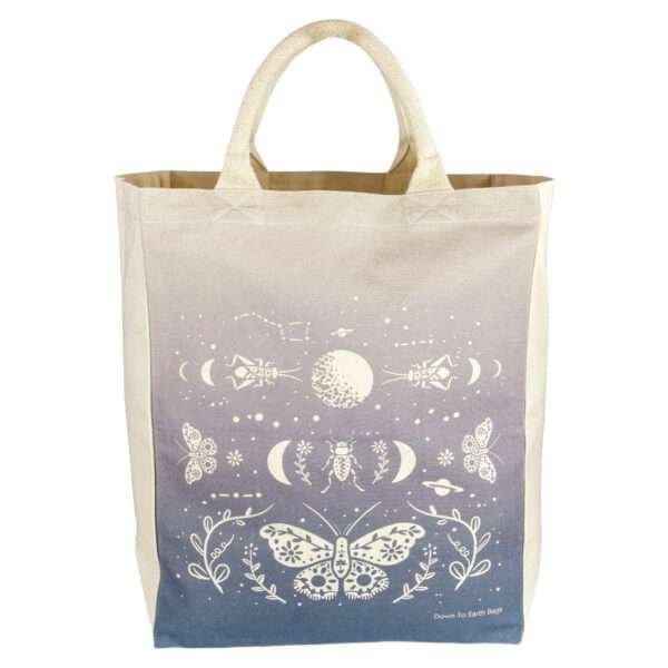 Large canvas tote with moon moth design by dte from hem and tassel