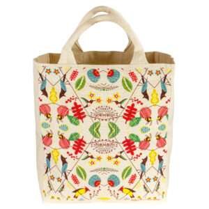 Medium canvas tote with birds design by dte from hem and tassel