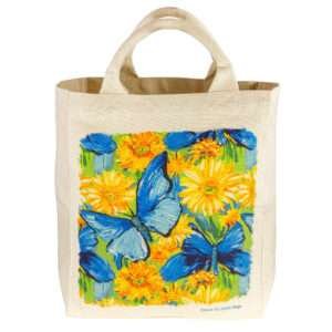 Medium canvas tote with butterflies design by dte from hem and tassel