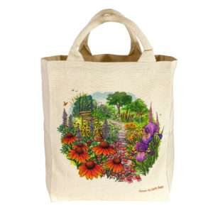 Medium canvas tote with flower garden design by dte from hem and tassel