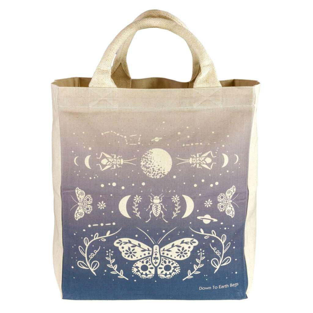 Medium canvas tote with moon moth design by dte from hem and tassel