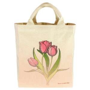 Medium canvas tote with tulips design by dte from hem and tassel