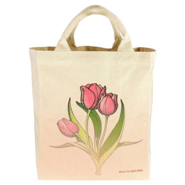 Medium canvas tote with tulips design by dte from hem and tassel