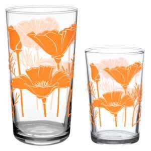 Poppies Glasses 2 sizes vintage juice