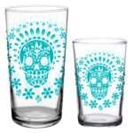 Skull vintage juice glasses blue 2 sizes