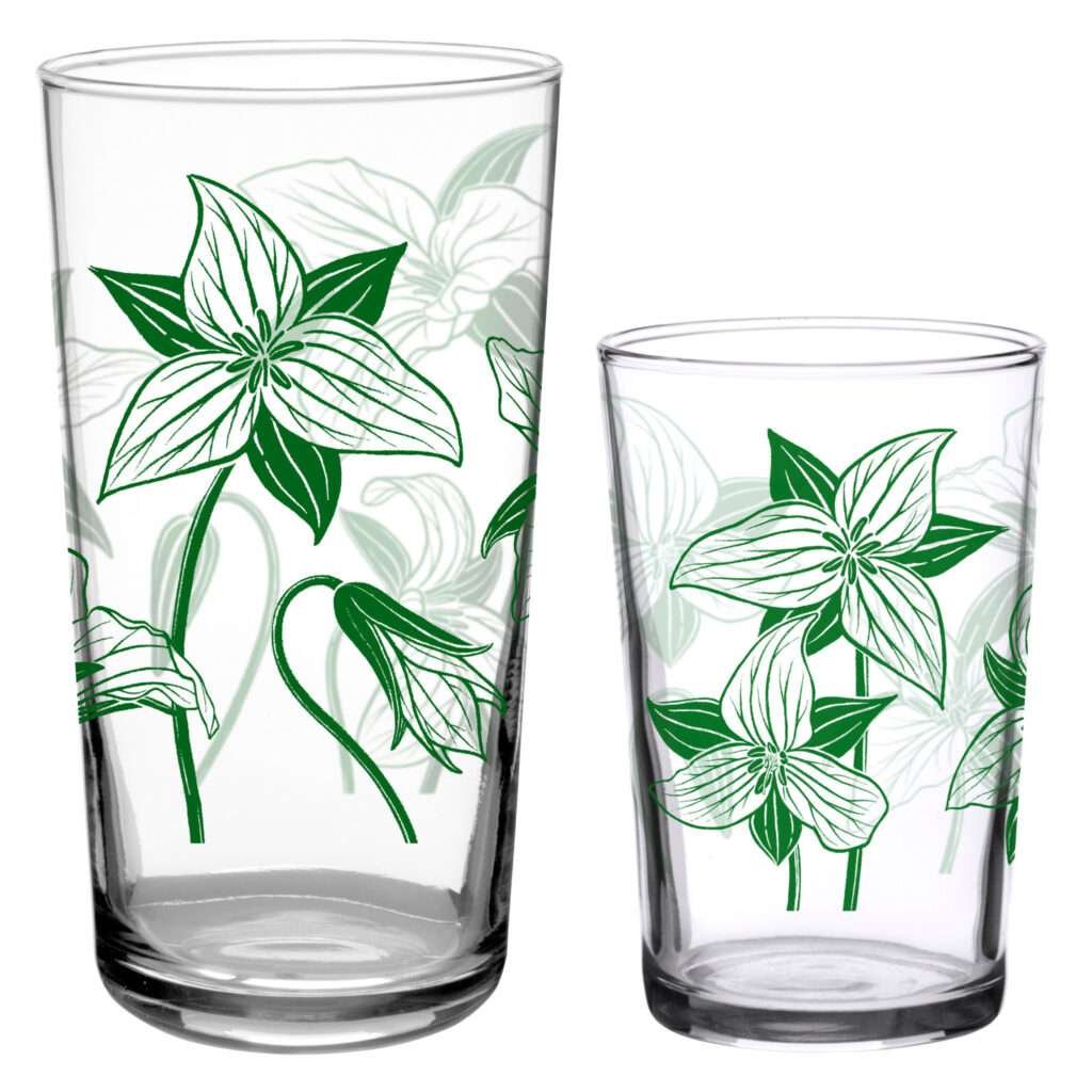 vintage trillium glasses in 2 sizes