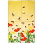 bees and flowers design kitchen towel opened up by dte from hem and tassel