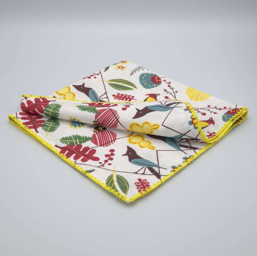 birds design dinner napkin front view by DTE from Hem And Tassel