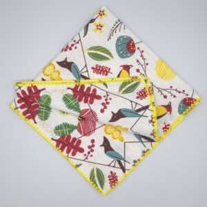 birds design dinner napkin top view by DTE from Hem And Tassel