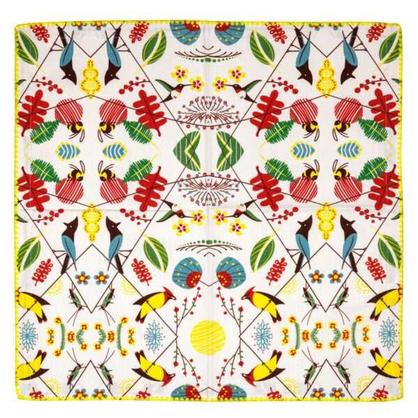 birds design dinner napkin opened up by dte from hem and tassel