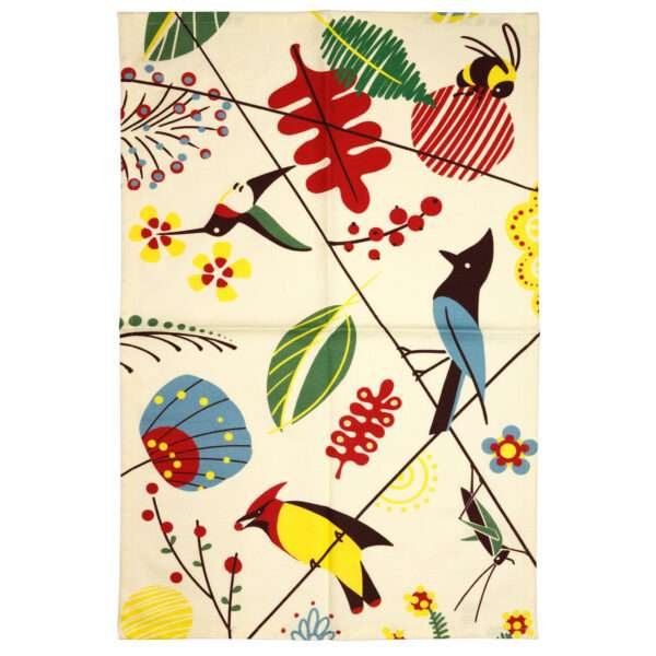 birds design kitchen towel opened up by dte from hem and tassel