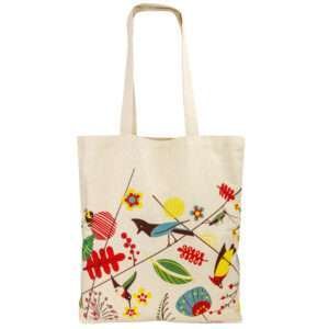 canvas shoulder bag with birds design by dte from hem and tassel