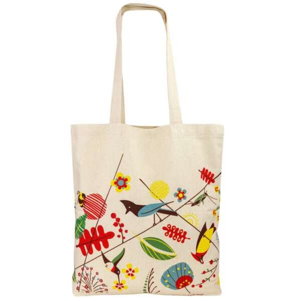canvas shoulder bag with birds design by dte from hem and tassel