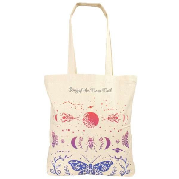 canvas shoulder bag with moon moth design by dte from hem and tassel