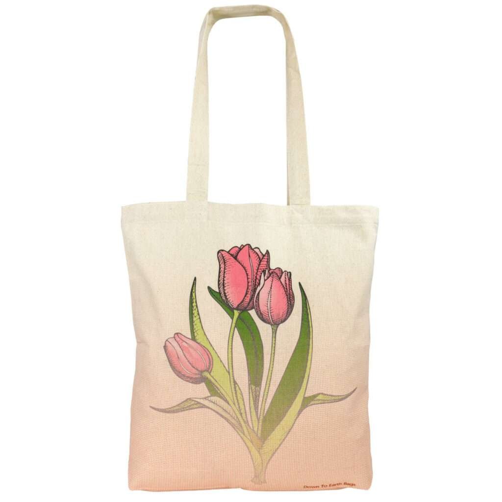 canvas shoulder bag with tulips design by dte from hem and tassel