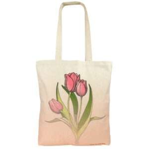 canvas shoulder bag with tulips design by dte from hem and tassel