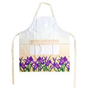 iris design apron opened up by dte from hem and tassel