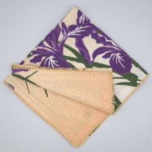 iris design dinner napkin top view by DTE from Hem And Tassel