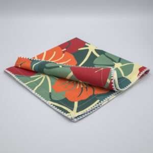 nasturtium design dinner napkin folded by DTE from Hem And Tassel