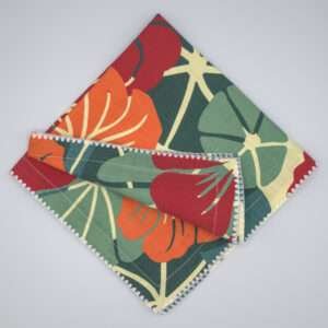 nasturtium design dinner napkin top view by DTE from Hem And Tassel